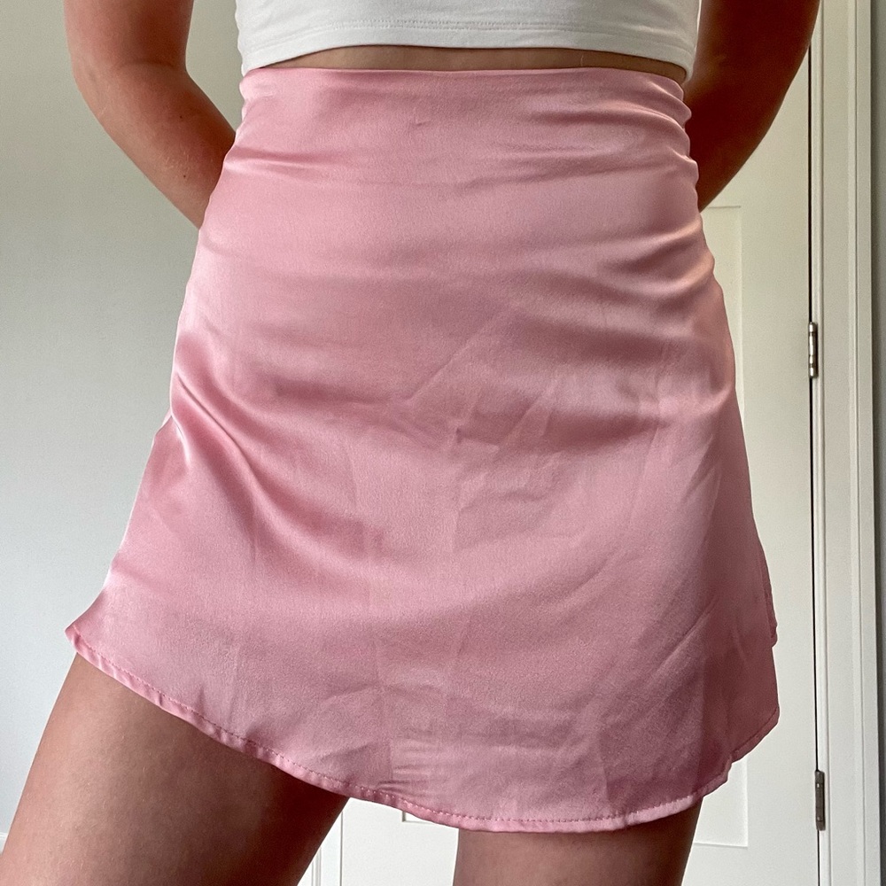 Silky Pink Mini Skirt